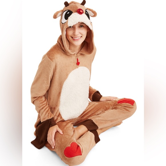 Rudolph Reindeer Onesie with Red Details - Picture 7 of 16